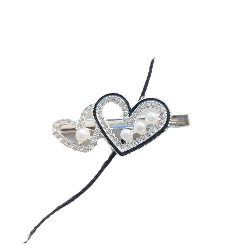 South Korea Temperament Ins Style Pearl Rhinestone Duckbill Clip Hollowed Heart Shape Nocturna-Pro