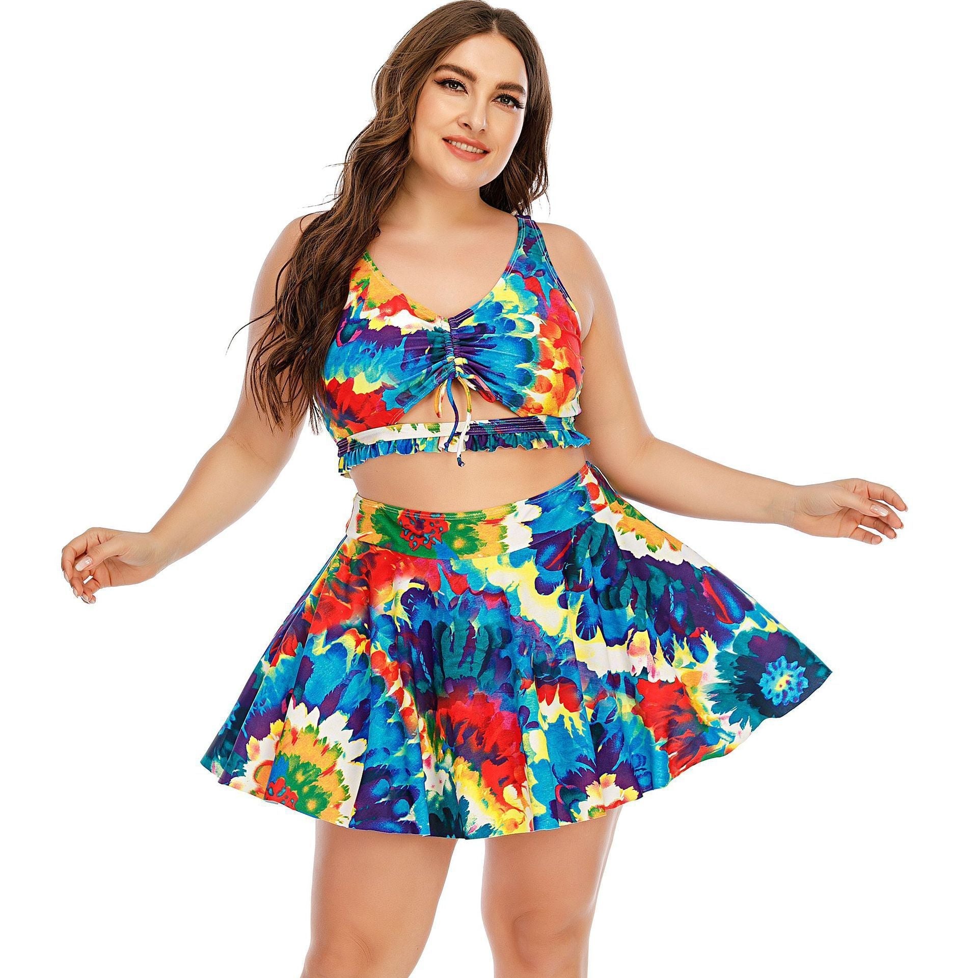 Hollow Cover Belly Conservative Skirt Style Split Swimsuit Nocturna-Pro