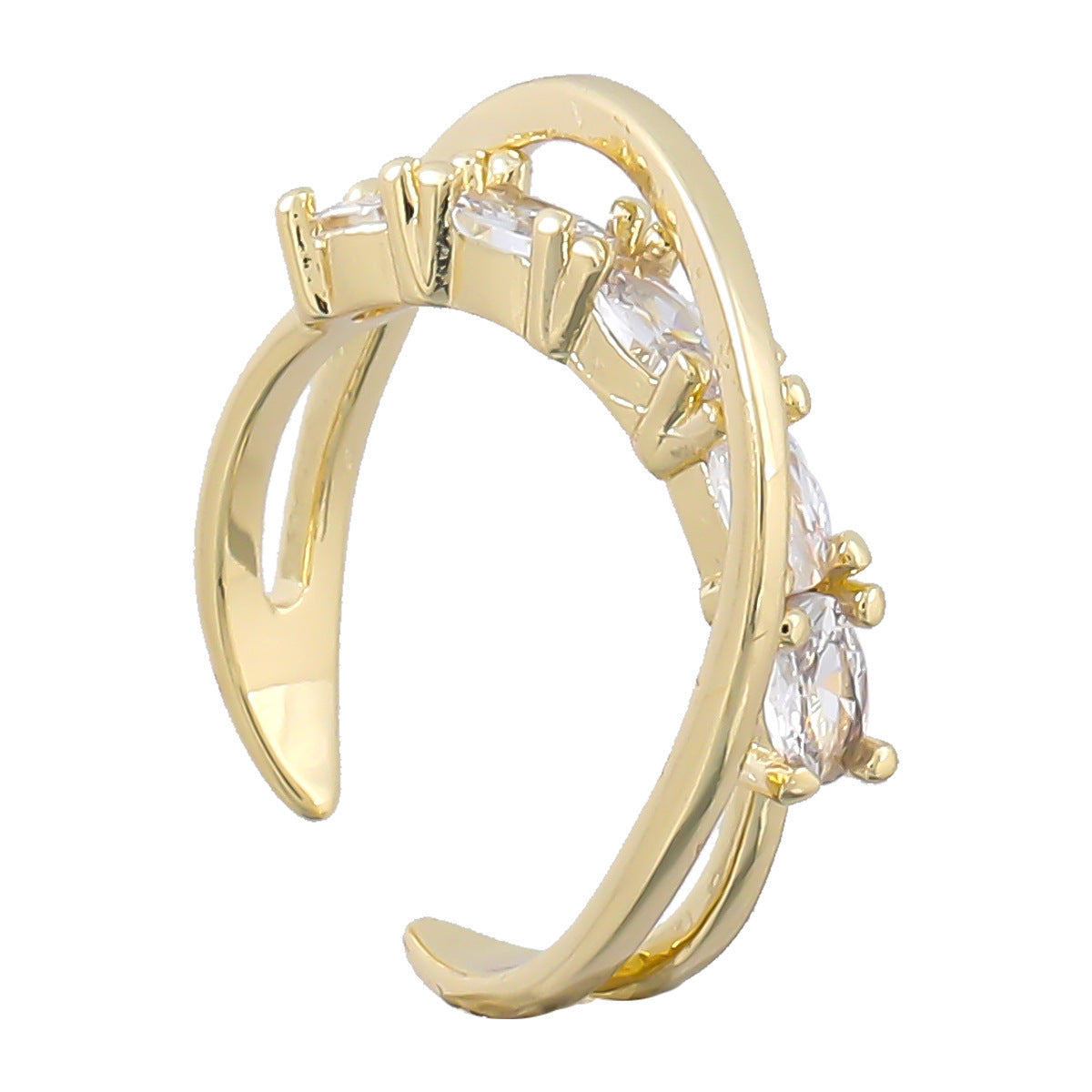 Copper Micro Diamond Rhinestone Cross Geometry Ring Nocturna-Pro
