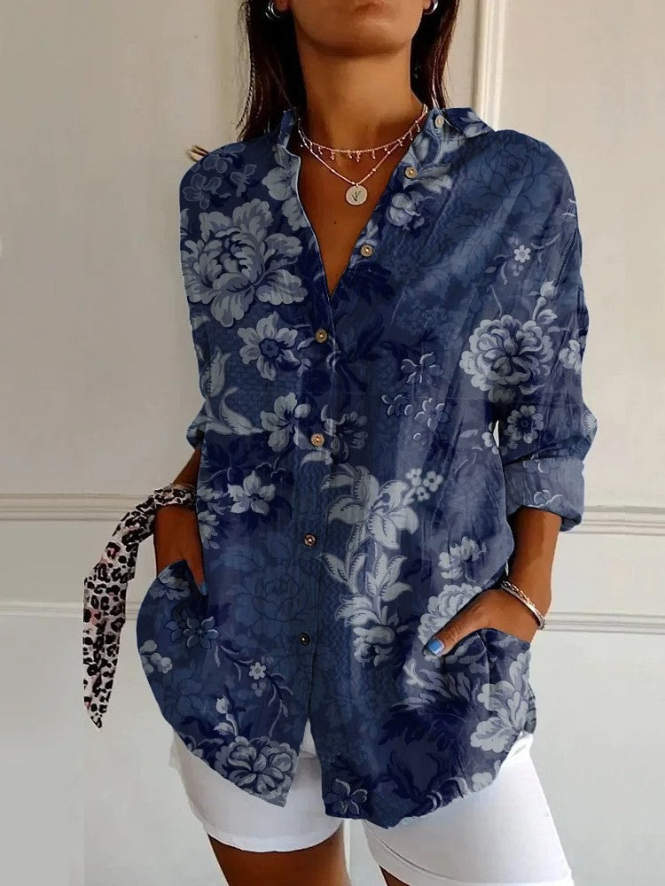 Long Sleeve Beach Travel Printed Shirt Nocturna-Pro