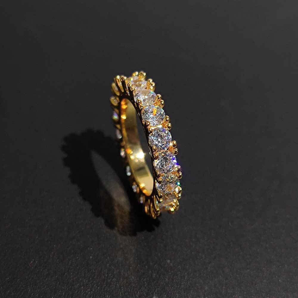 Hip Hop 4mm Single Row Zircon Ring For Men - Nocturna-Pro