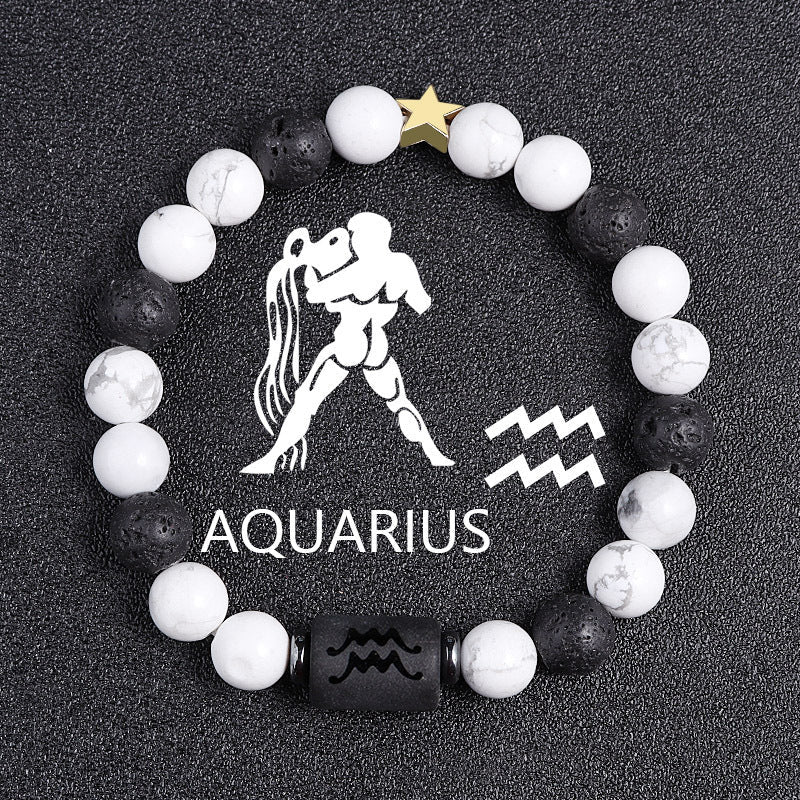 White-barked Pine Volcanic Rock String Beads And Round All-match Bracelet Beads Nocturna-Pro
